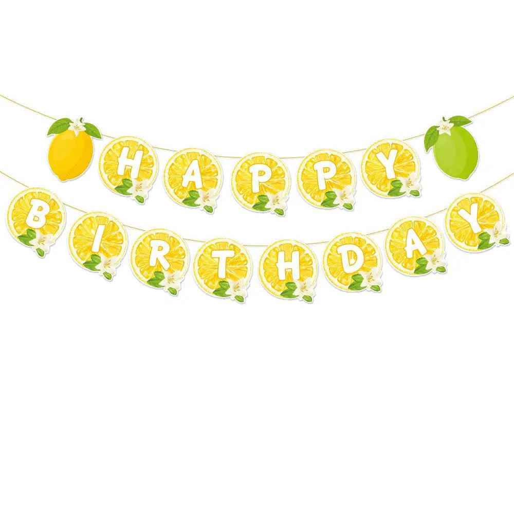 Bannière de fête jaune et citron pour une célébration d'anniversaire