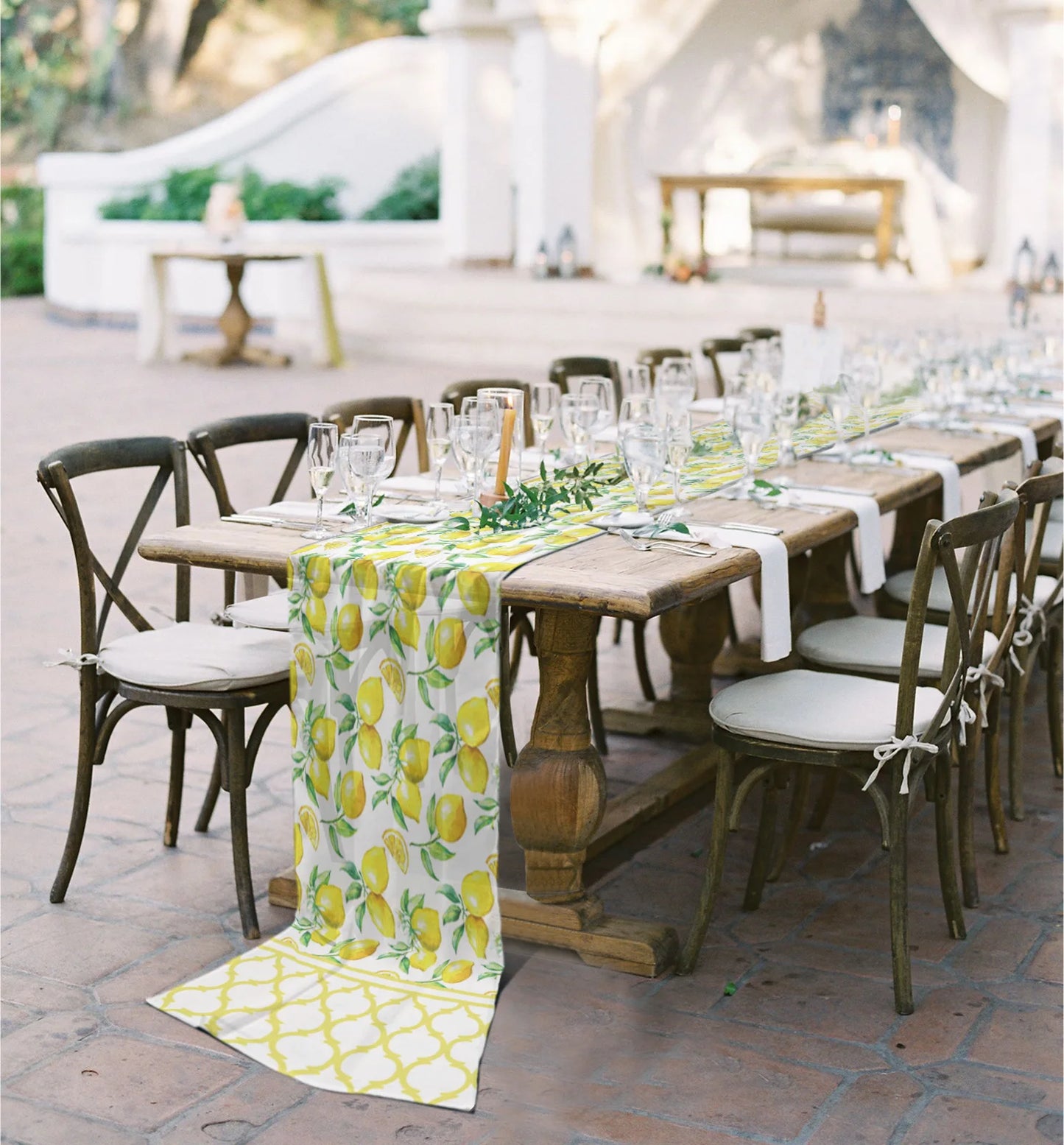 Chemin de Table en Chiffon motif citron