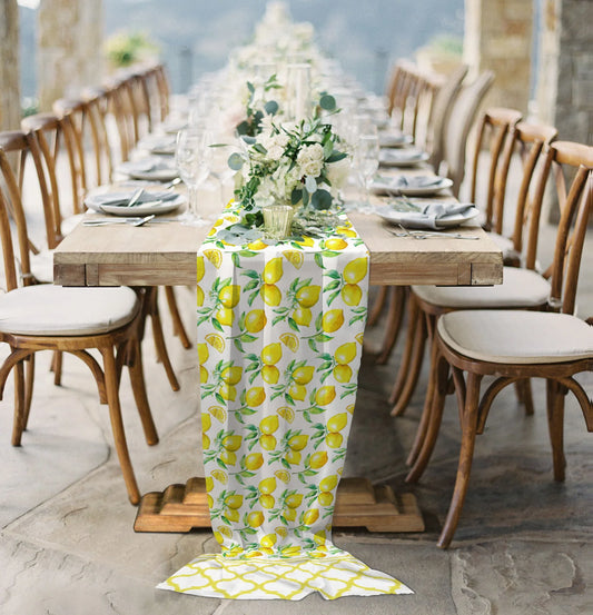 Chemin de Table en Chiffon motif citron