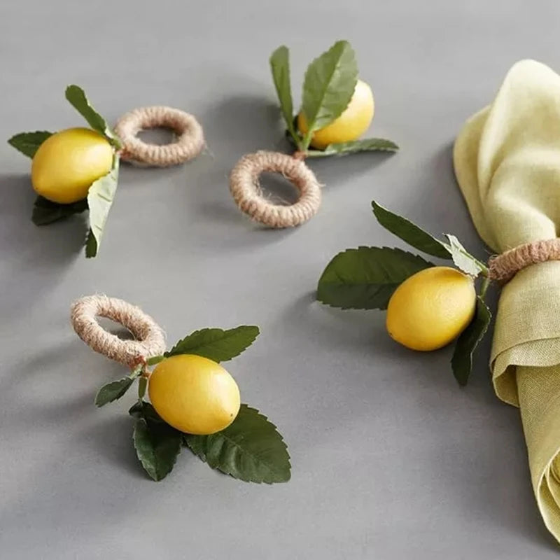 Rond de Serviette Citron en Corde de Chanvre – Décoration Élégante pour Mariages et Dîners