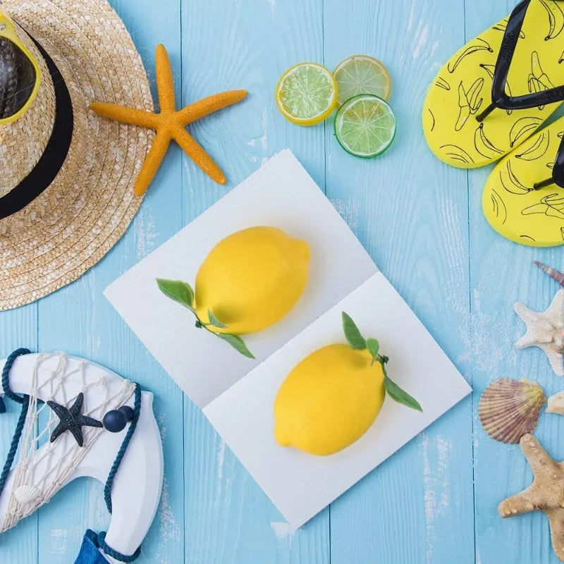 Lot de 12 citrons artificiels en mousse avec revêtement plastique