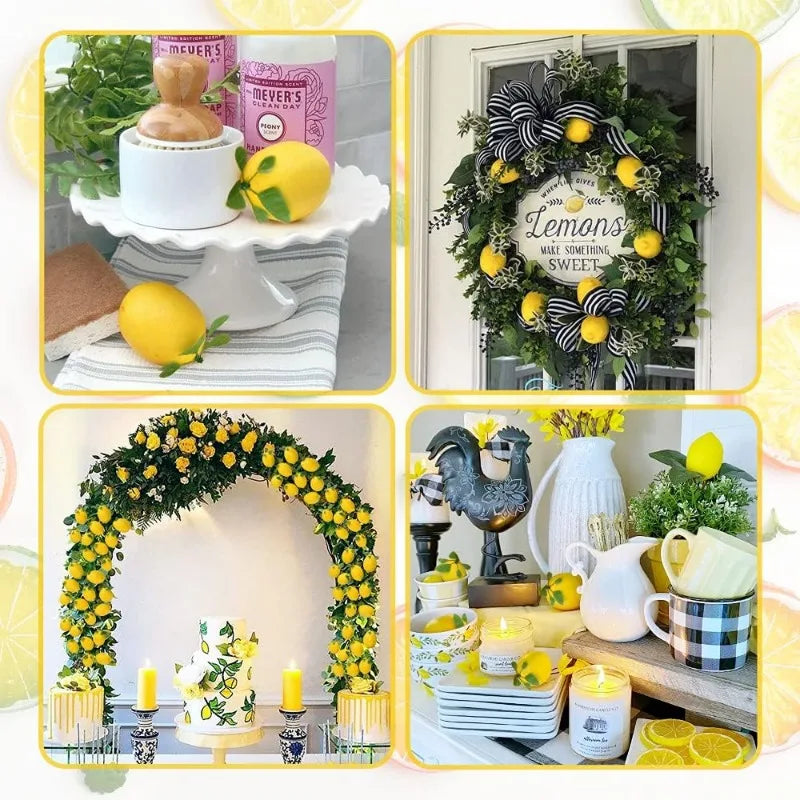Lot de 12 citrons artificiels en mousse avec revêtement plastique