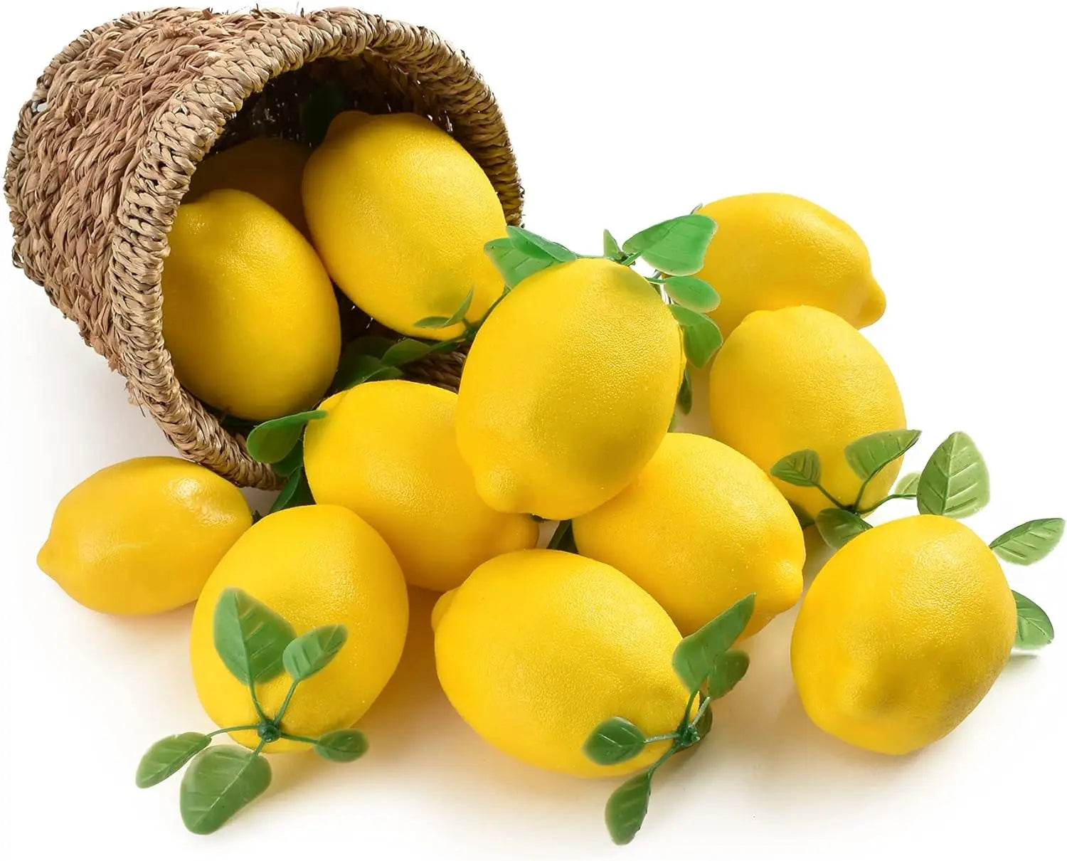 Lot de 12 citrons artificiels en mousse avec revêtement plastique