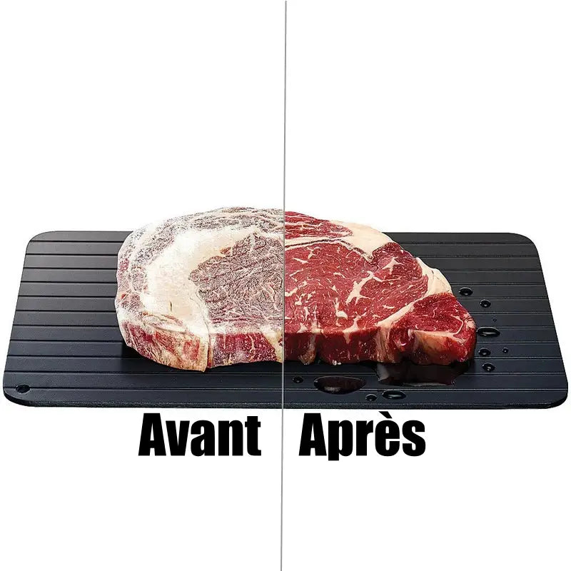 Plaque de décongélation rapide en aluminium pour viandes, poissons et aliments surgelés, sans électricité ni micro-ondes