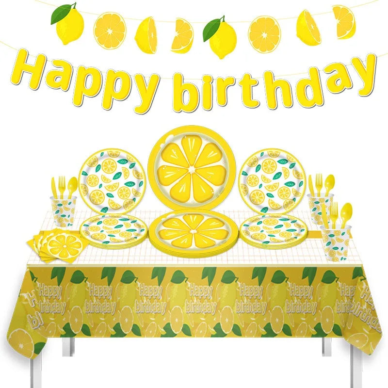 Couverts en Papier motif Citron – Décoration Parfaite pour Anniversaires et Fêtes